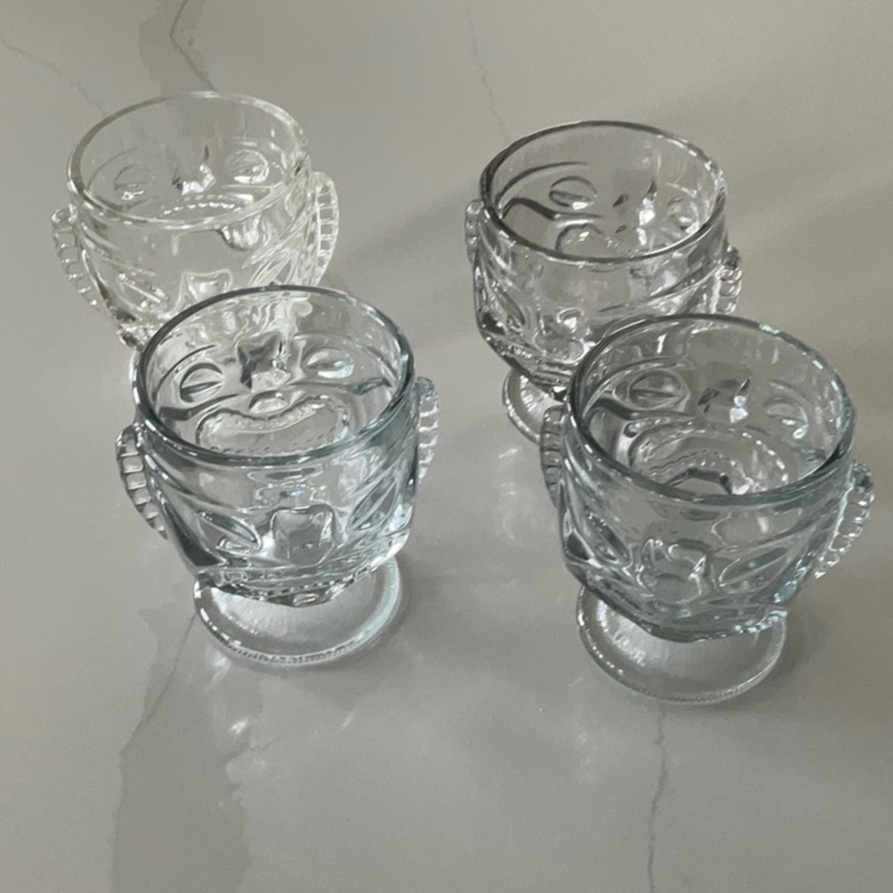 Clear Glass Tiki Mugs Set